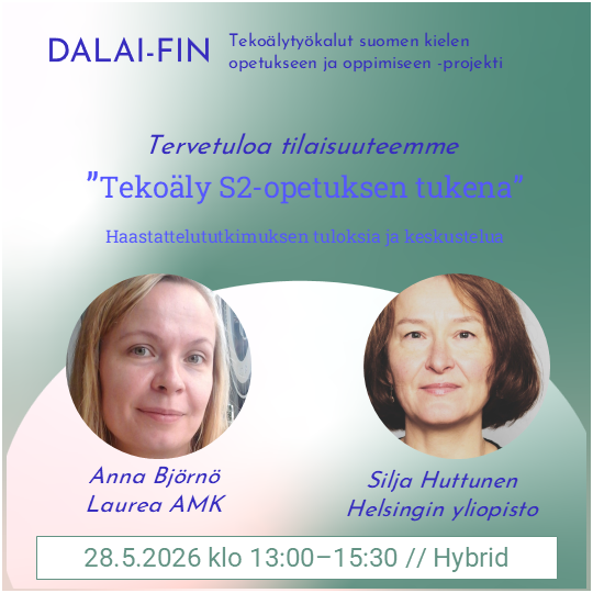 Discussion event on AI as a tool for Finnish L2 learning (in Finnish)